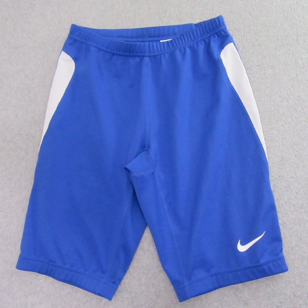 Nike Dri-FIT Running Shorts Womens Small Blue White Athletic Gym Back Hip Pocket
